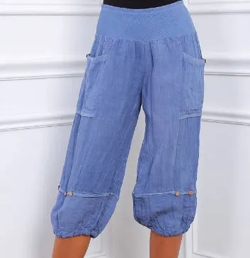 Linen Crop Pants 7194,Women Wear