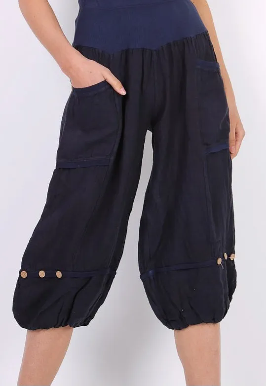 Linen Crop Pants 7194,Women Wear