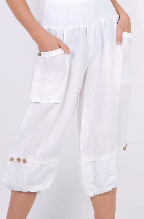 Linen Crop Pants 7194,Women Wear