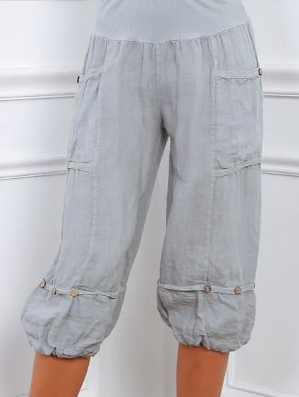 Linen Crop Pants 7194,Women Wear