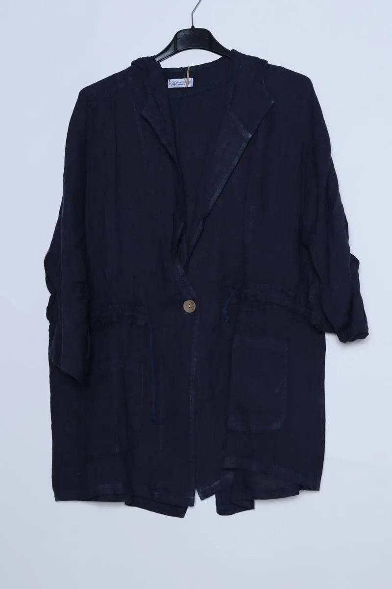 Linen Drawstring Jacket 5946,Women Wear
