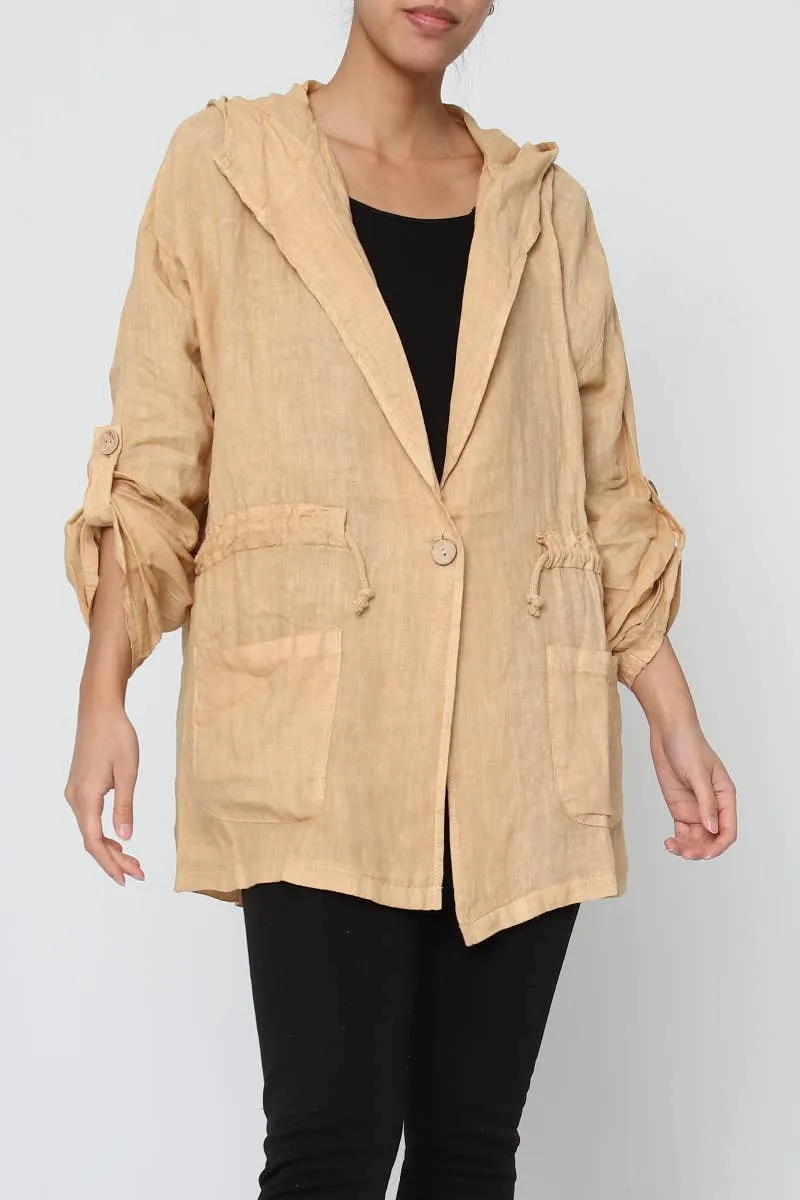 Linen Drawstring Jacket 5946,Women Wear