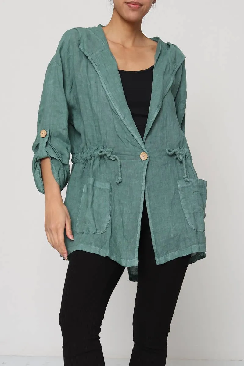 Linen Drawstring Jacket 5946,Women Wear