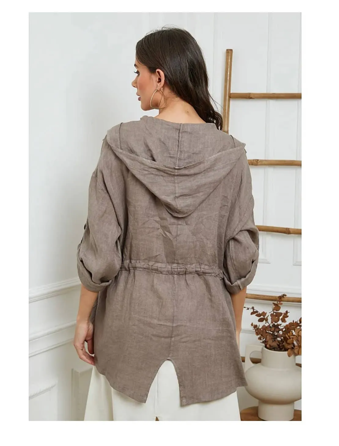 Linen Drawstring Jacket 5946,Women Wear