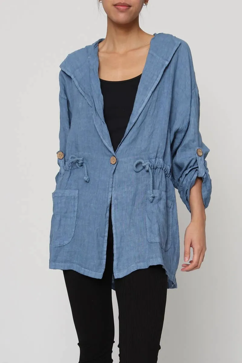Linen Drawstring Jacket 5946,Women Wear