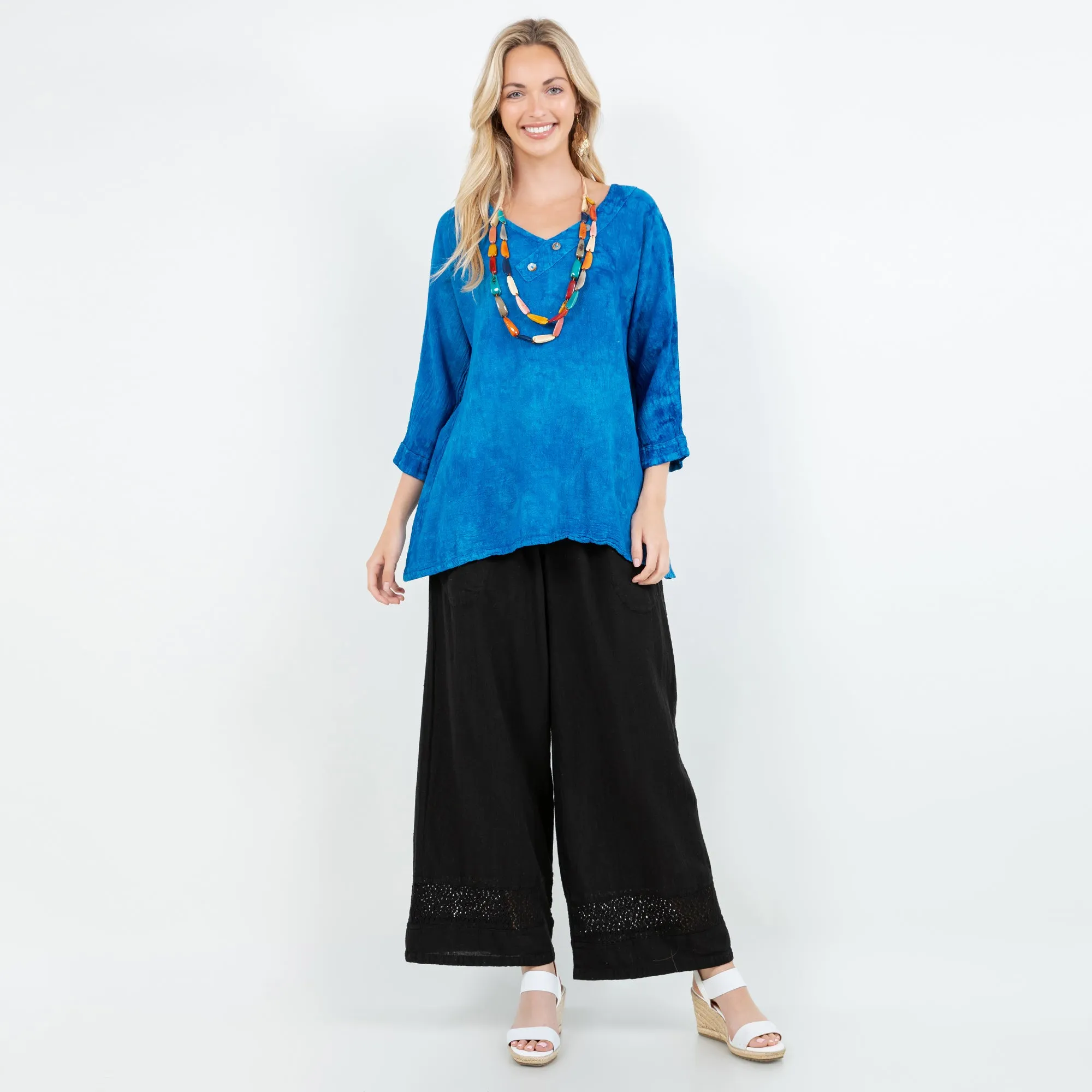 Lu V-Neck Top with New Colors! 100% Cotton Gauze,Women Wear
