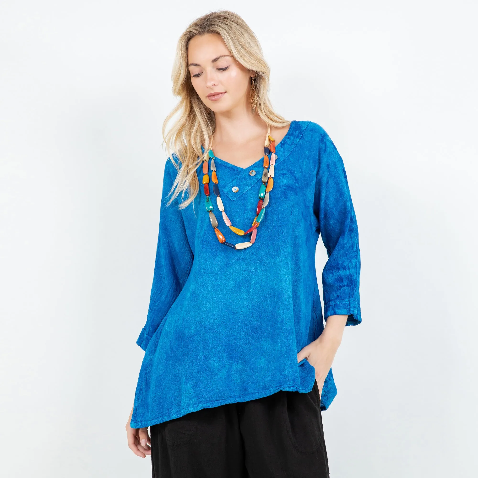 Lu V-Neck Top with New Colors! 100% Cotton Gauze,Women Wear