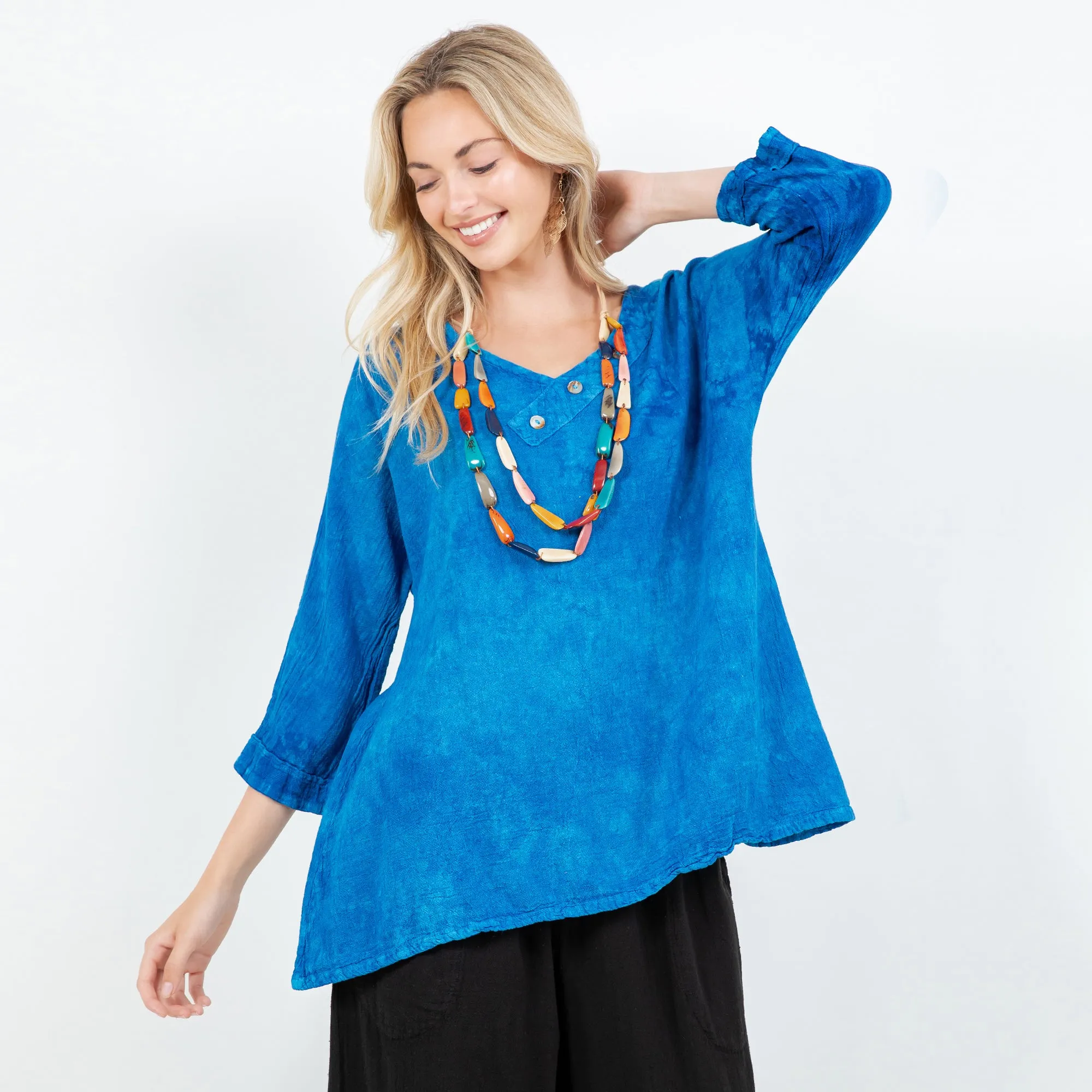 Lu V-Neck Top with New Colors! 100% Cotton Gauze,Women Wear