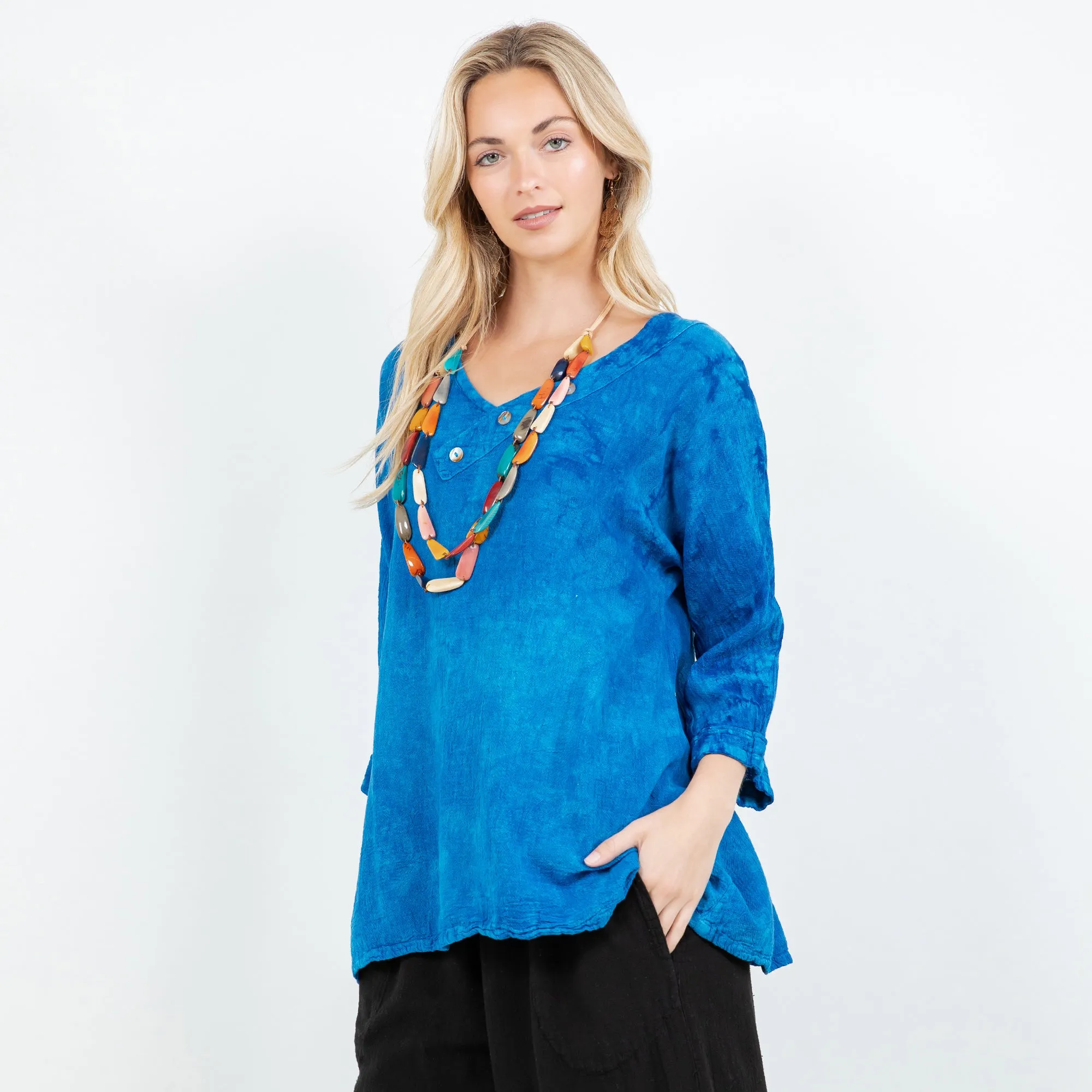 Lu V-Neck Top with New Colors! 100% Cotton Gauze,Women Wear