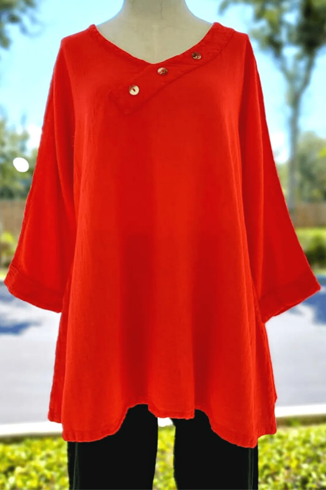 Lu V-Neck Top with New Colors! 100% Cotton Gauze,Women Wear