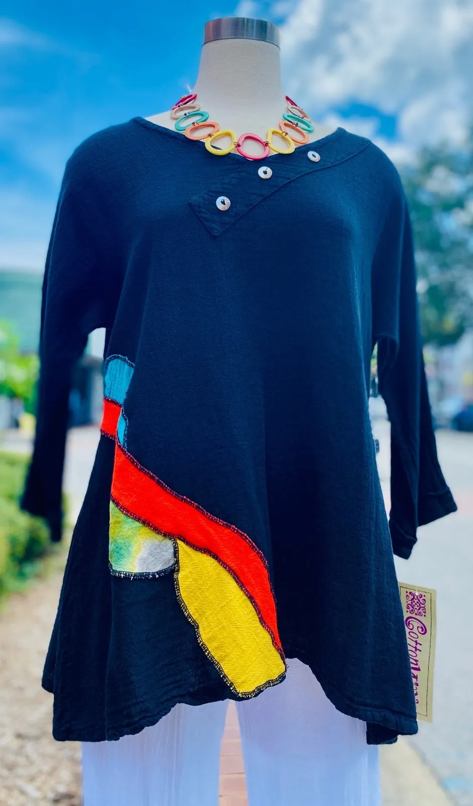Lucia Applique Top  100% Cotton Gauze,Women Wear