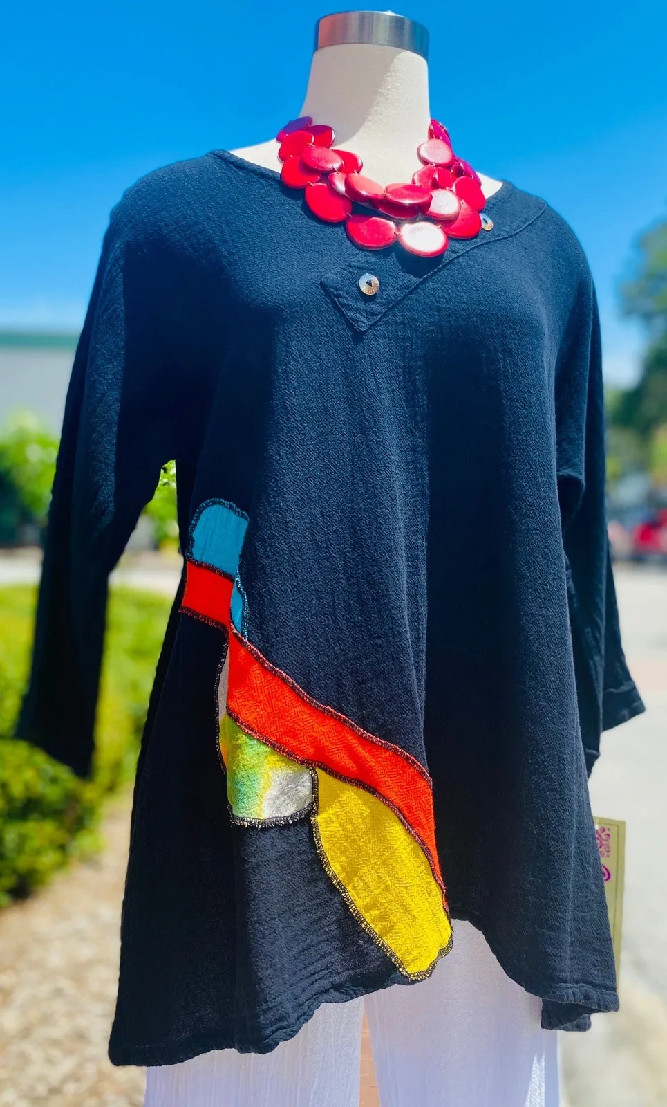 Lucia Applique Top  100% Cotton Gauze,Women Wear