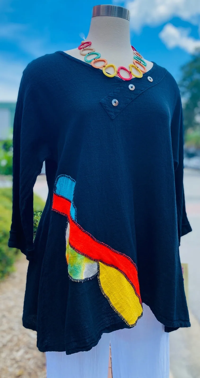 Lucia Applique Top  100% Cotton Gauze,Women Wear