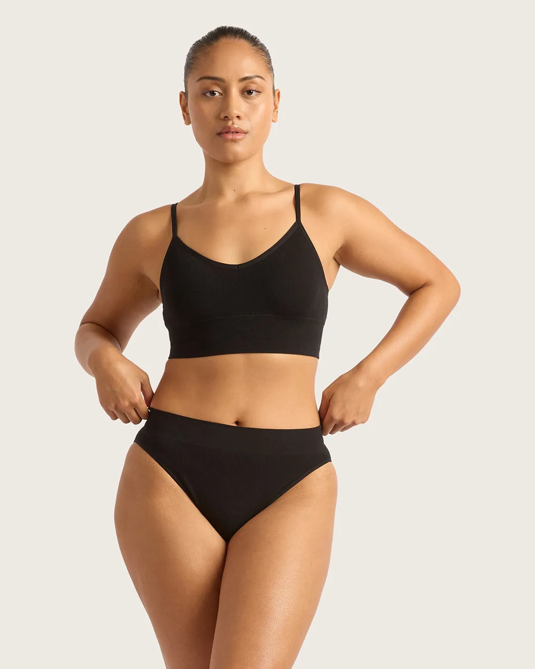 LYOLYTE Ribbed High Leg Briefs - Black,Women Wear