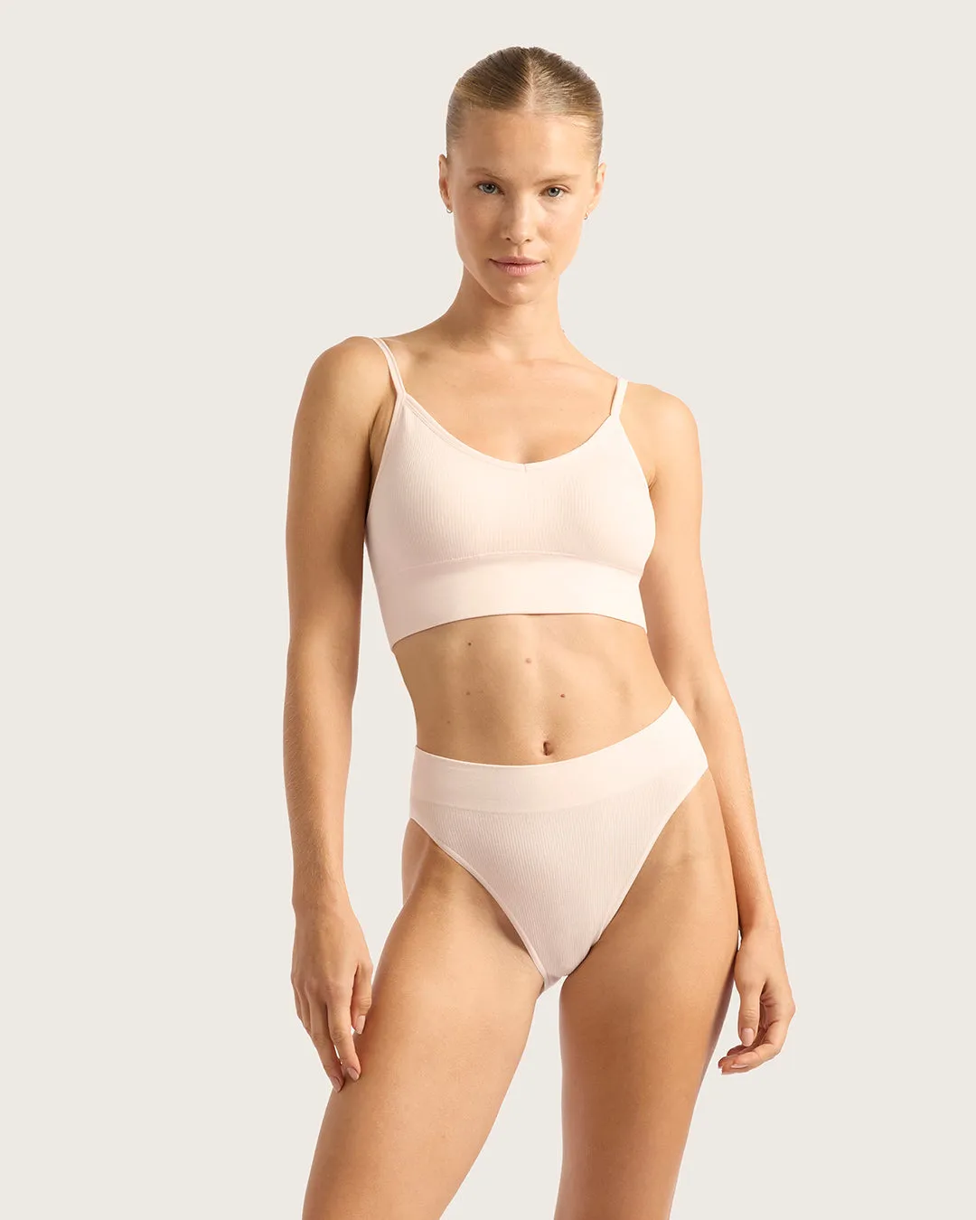 LYOLYTE Ribbed High Leg Briefs - Powder Pink,Women Wear