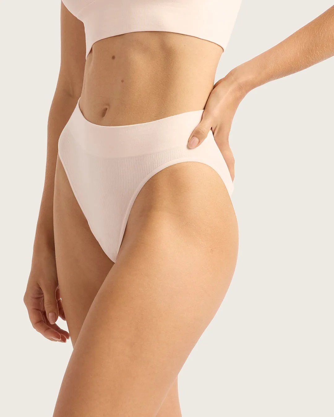 LYOLYTE Ribbed High Leg Briefs - Powder Pink,Women Wear
