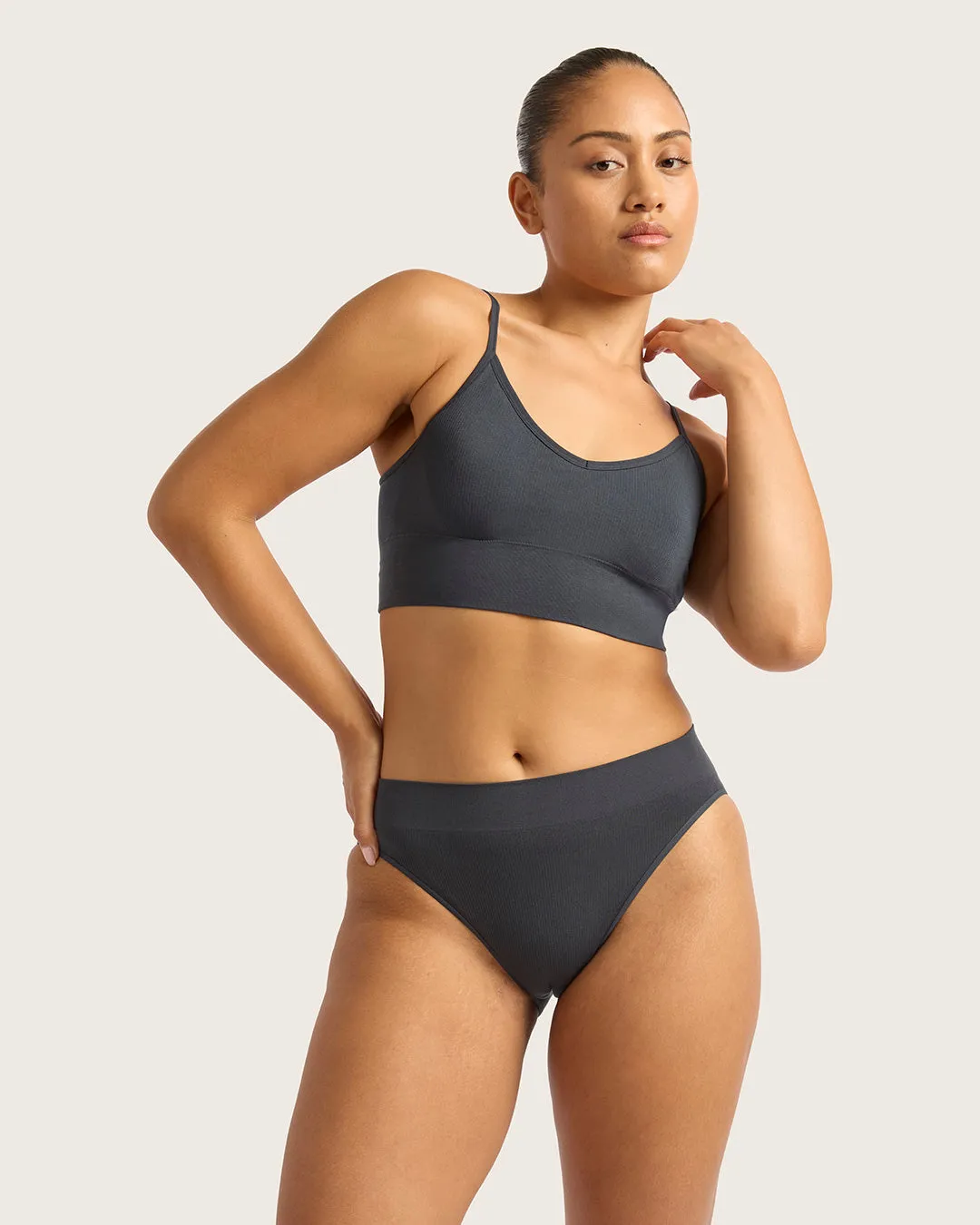 LYOLYTE Ribbed High Leg Briefs - Storm,Women Wear