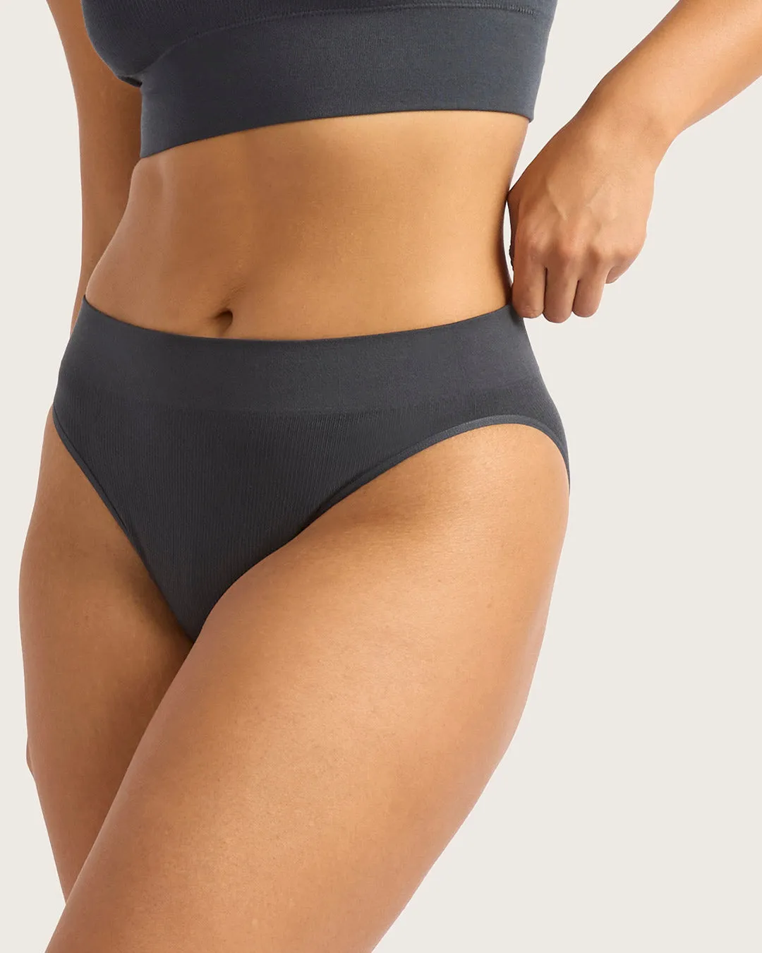LYOLYTE Ribbed High Leg Briefs - Storm,Women Wear