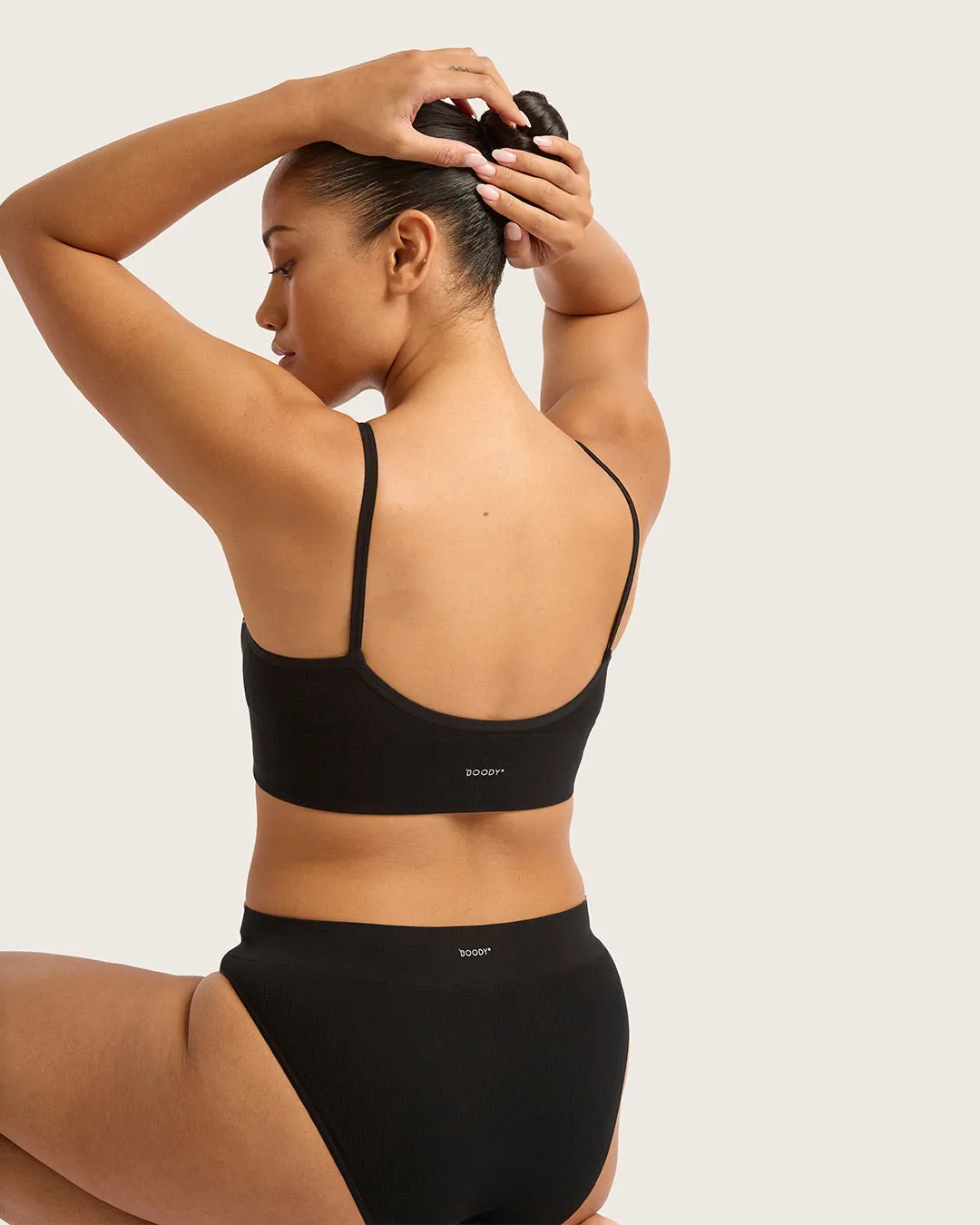 LYOLYTE Ribbed Low Back Bralette - Black,Women Wear