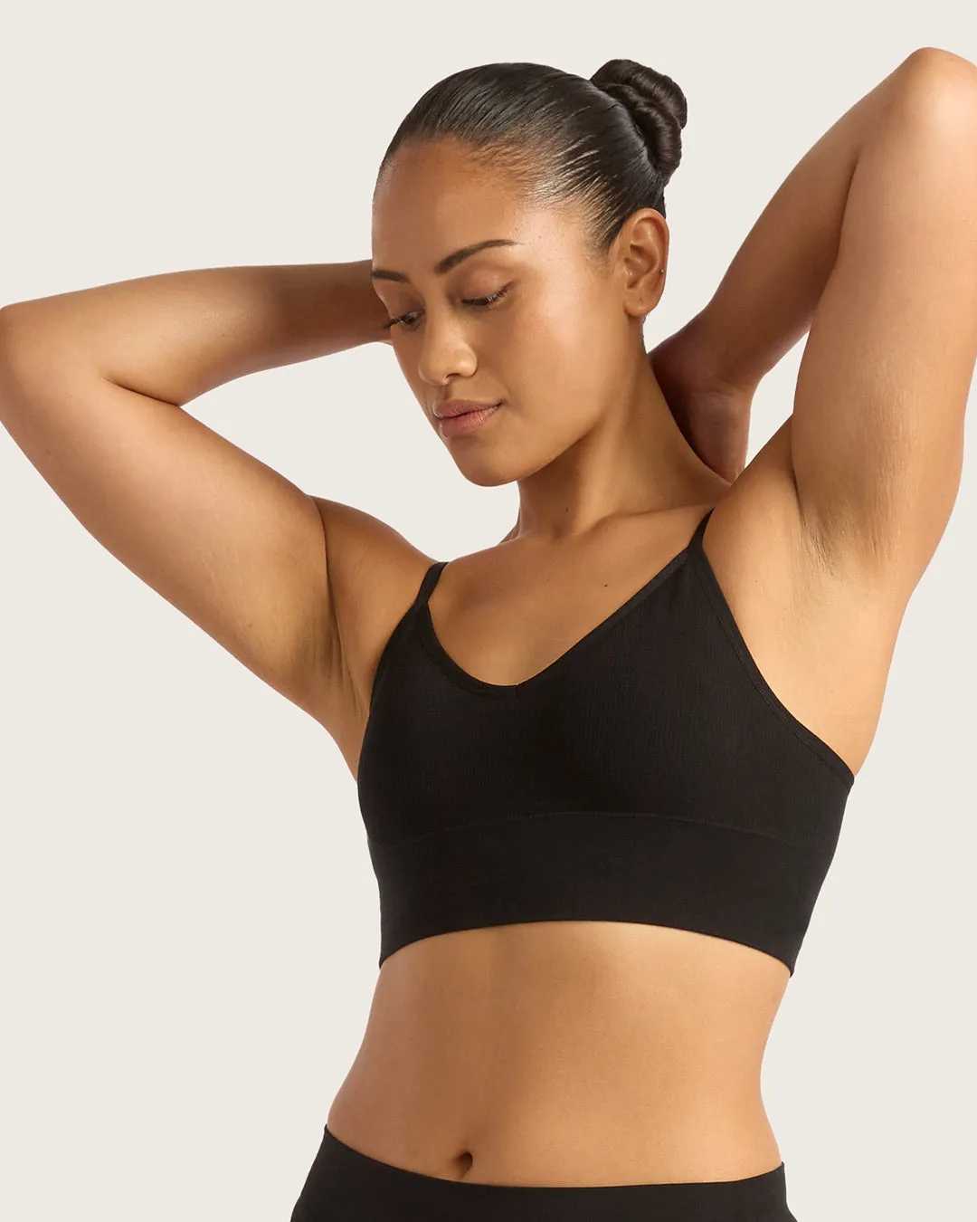 LYOLYTE Ribbed Low Back Bralette - Black,Women Wear