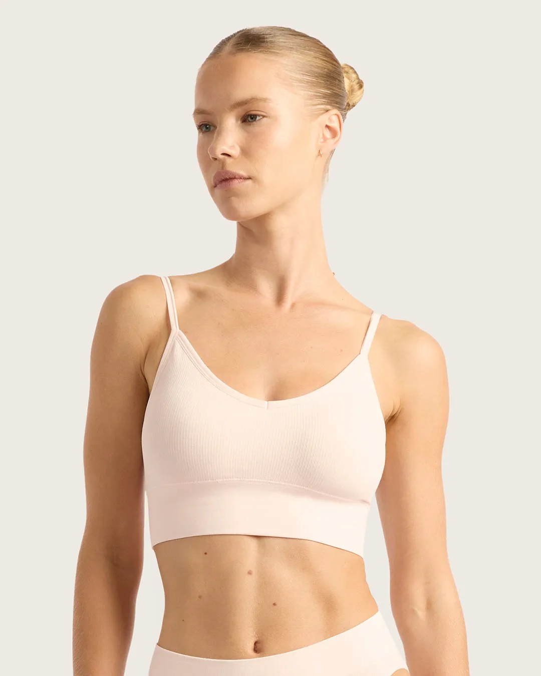 LYOLYTE Ribbed Low Back Bralette - Powder Pink,Women Wear