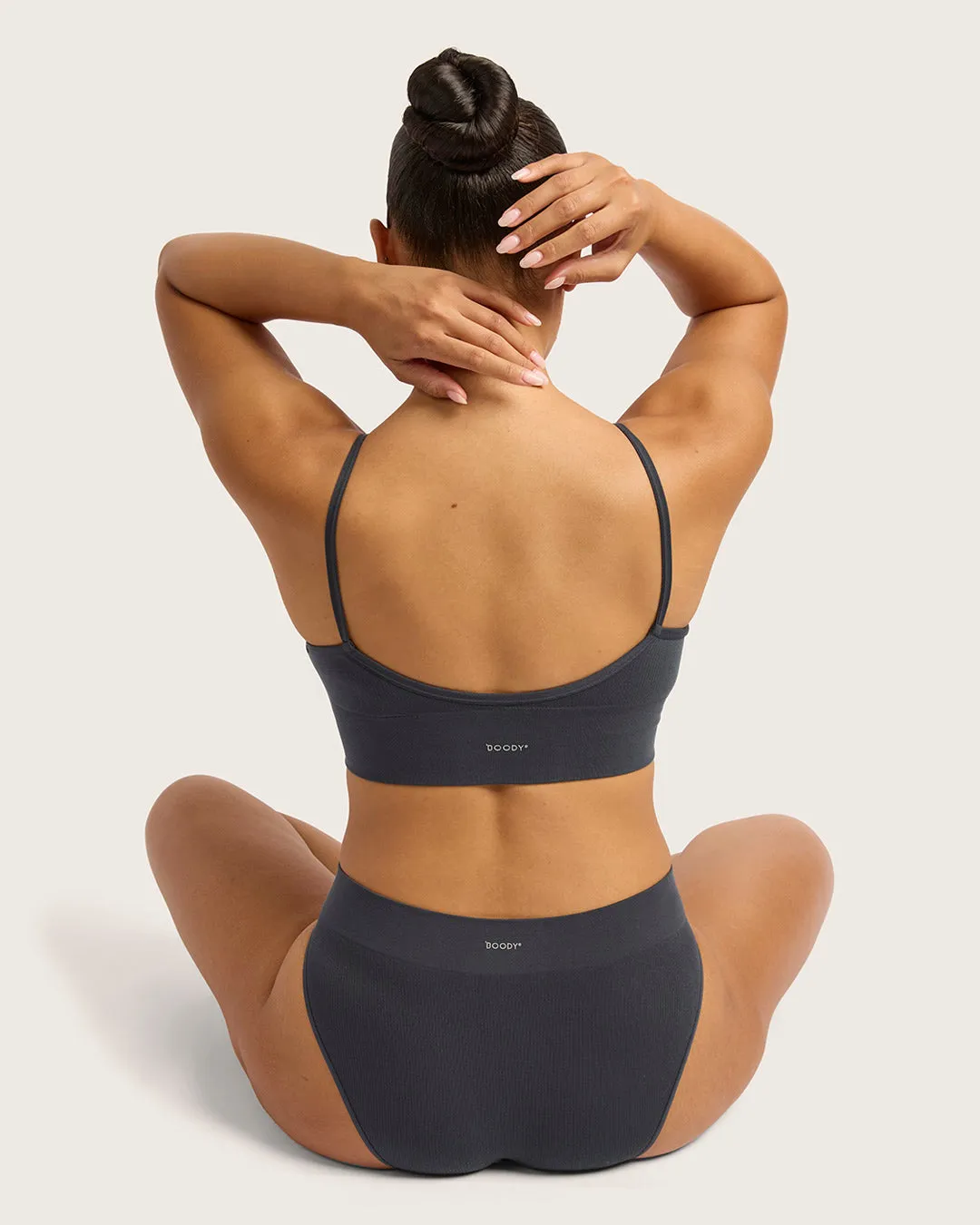 LYOLYTE Ribbed Low Back Bralette - Storm,Women Wear