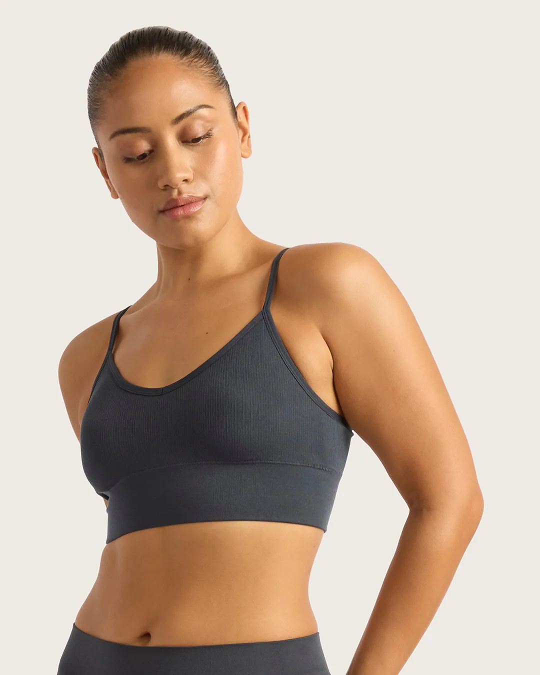 LYOLYTE Ribbed Low Back Bralette - Storm,Women Wear