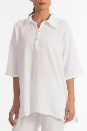 Mark Top Resort Wear Collared Tee 100% Cotton Gauze,Women Wear
