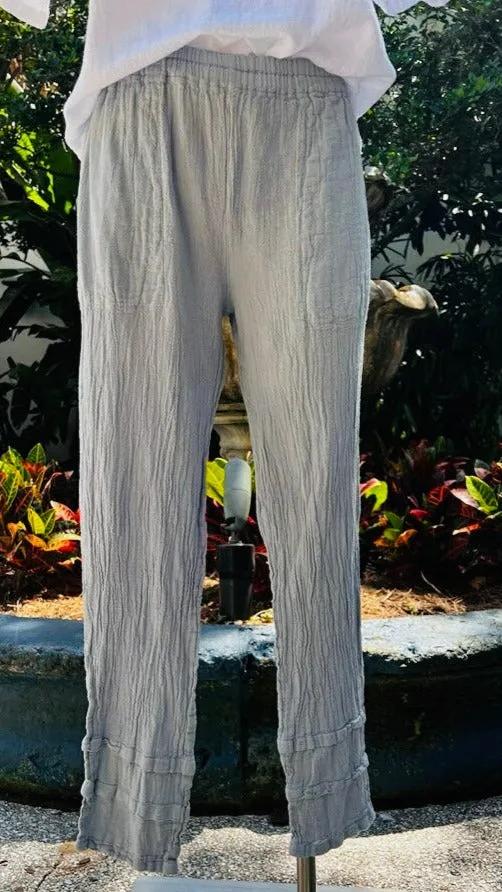 Mavy Pants With Pockets 100% Cotton Gauze,Women Wear