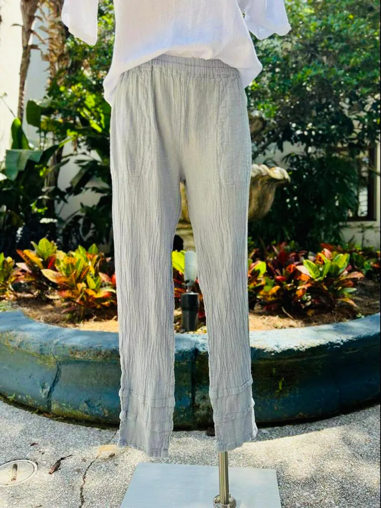 Mavy Pants With Pockets 100% Cotton Gauze,Women Wear