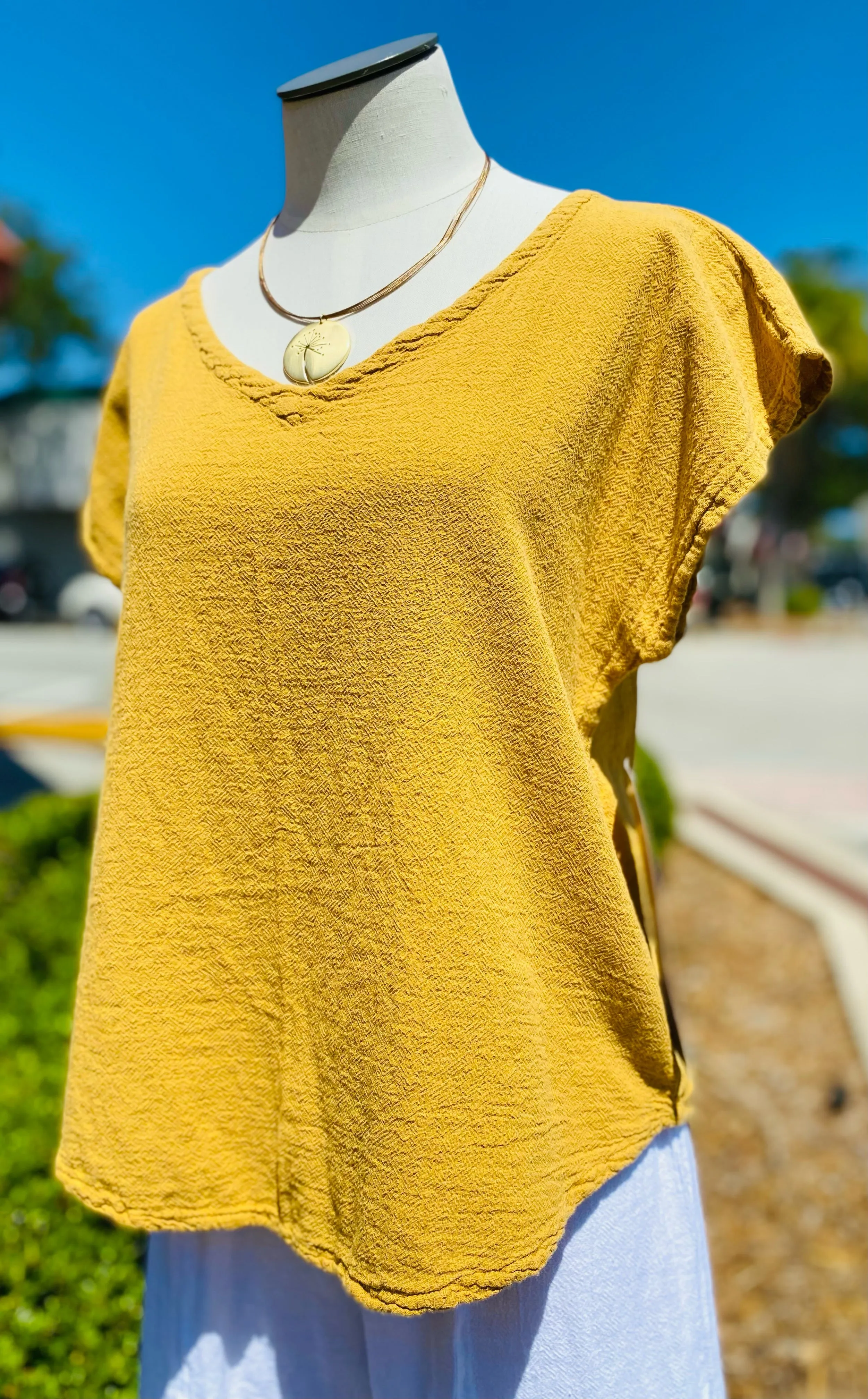 Meagan Short Sleeve Top 100% Cotton Gauze,Women Wear