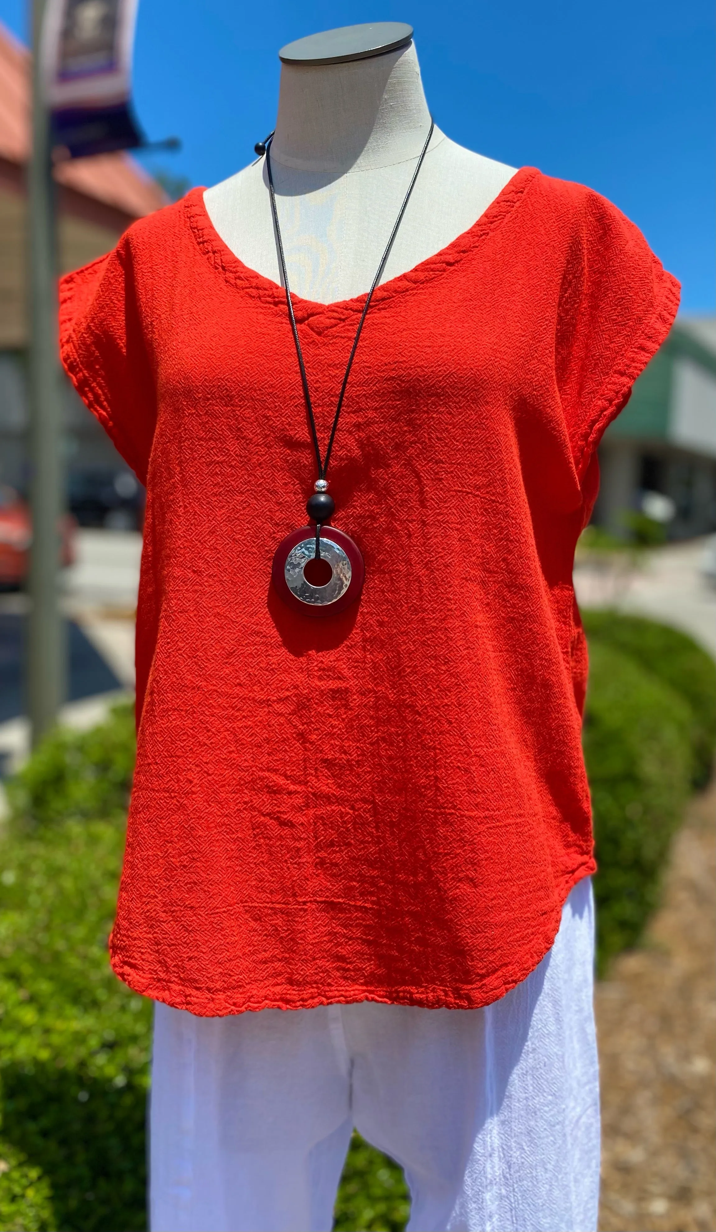 Meagan Short Sleeve Top 100% Cotton Gauze,Women Wear