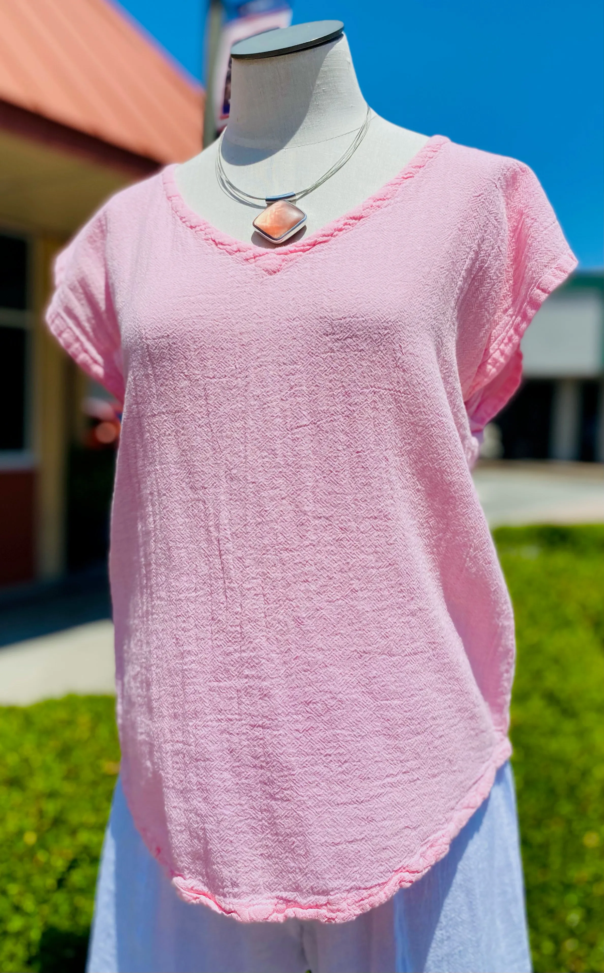 Meagan Short Sleeve Top 100% Cotton Gauze,Women Wear