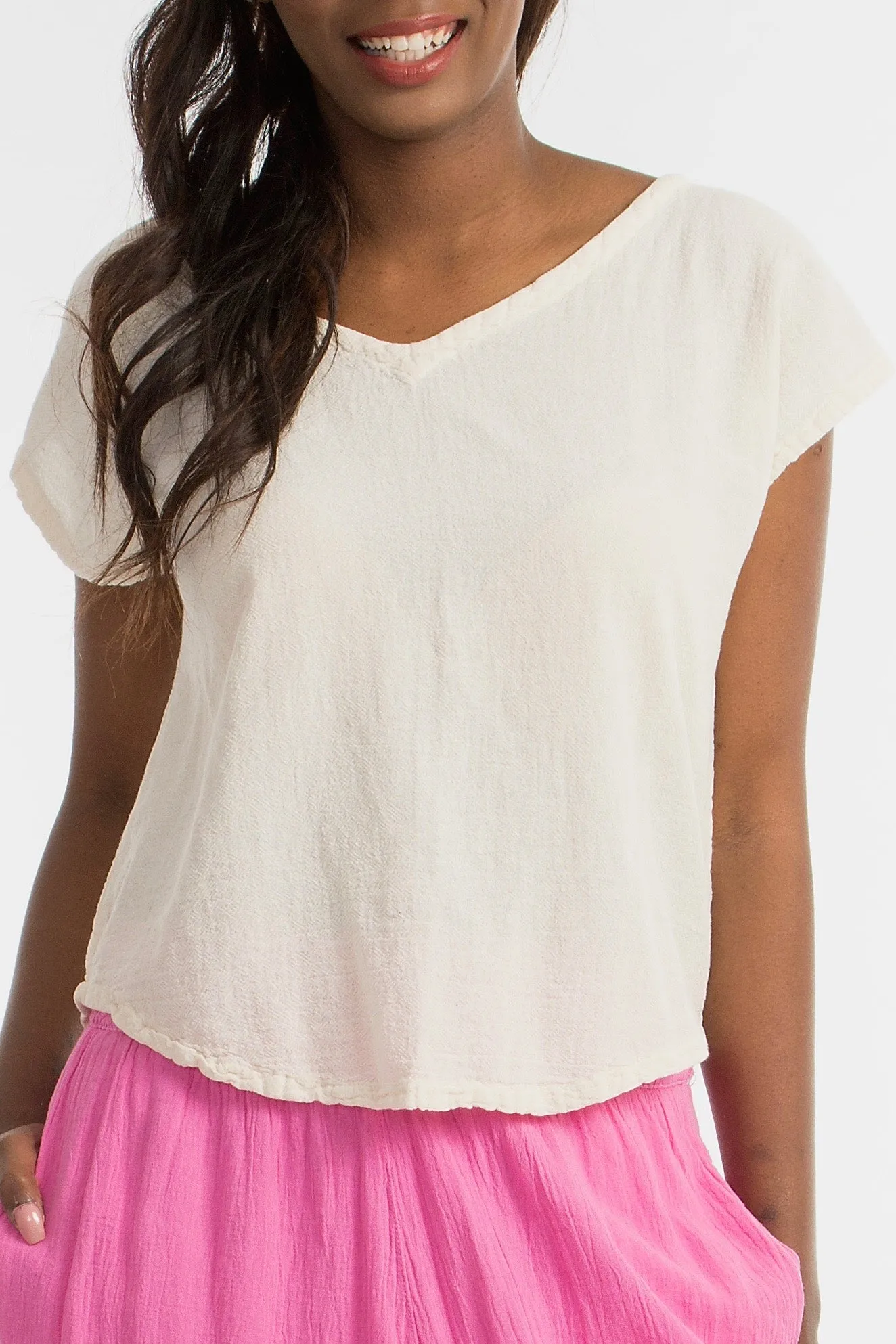 Meagan Short Sleeve Top 100% Cotton Gauze,Women Wear