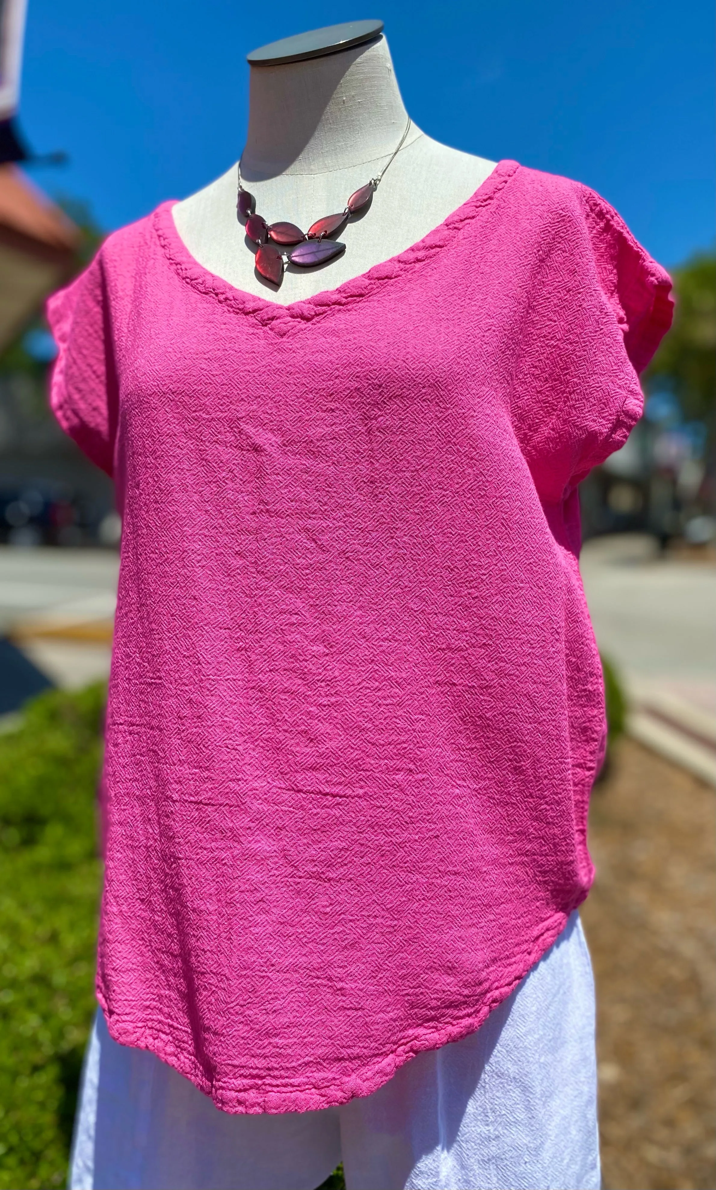 Meagan Short Sleeve Top 100% Cotton Gauze,Women Wear