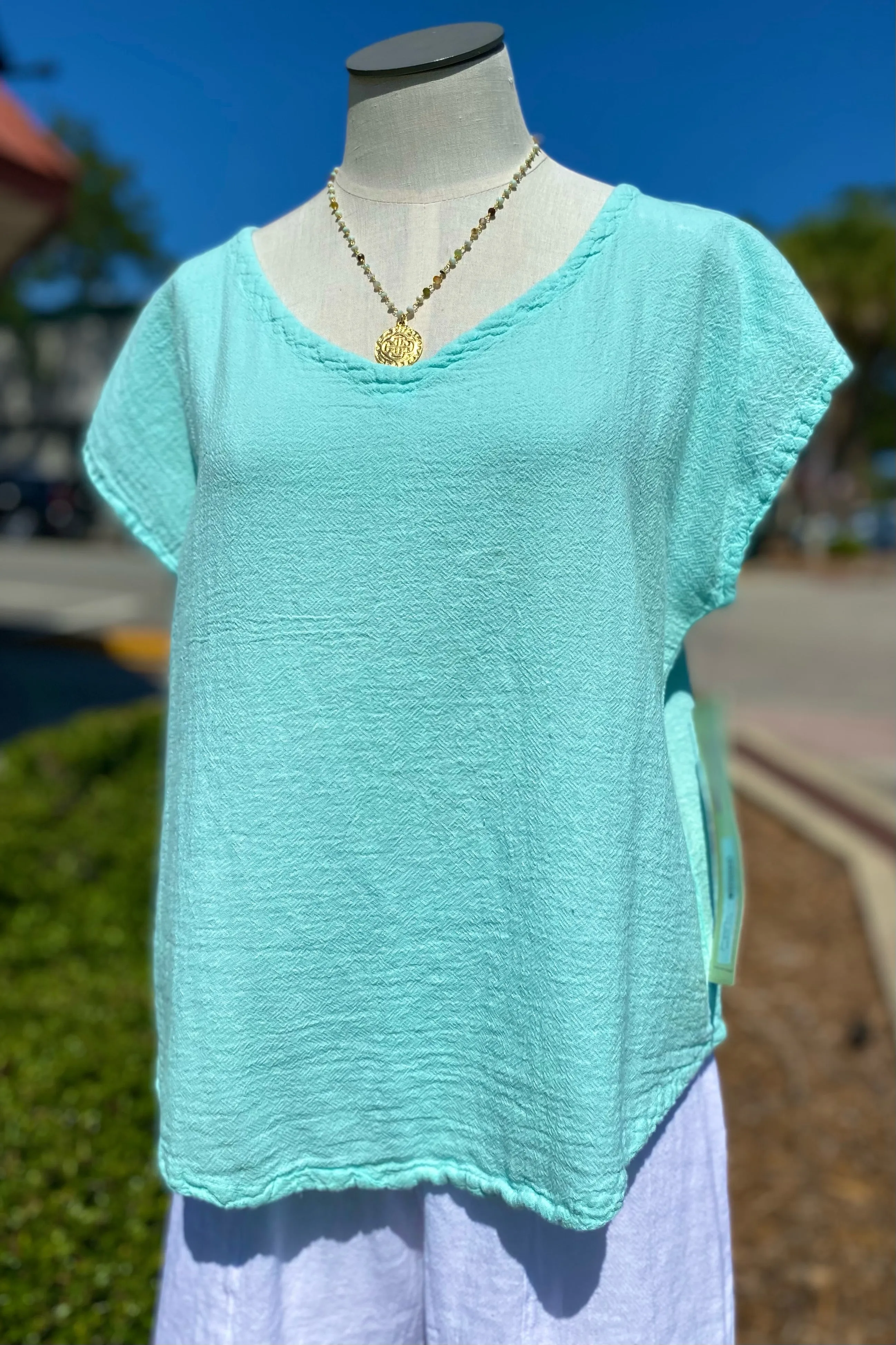 Meagan Short Sleeve Top 100% Cotton Gauze,Women Wear