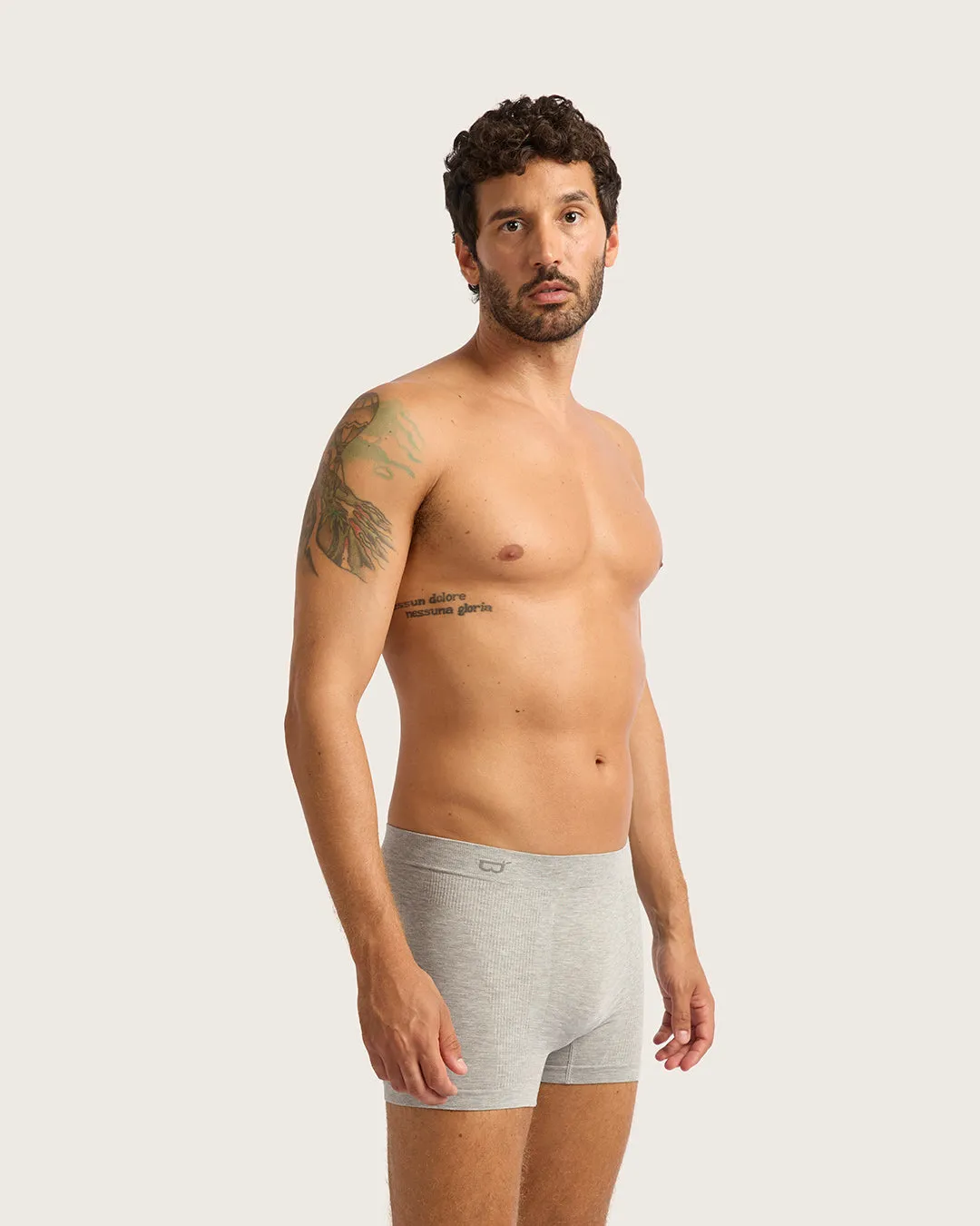 Men's Seamfree Boxer Briefs - Light Grey Marl,Men Underwear
