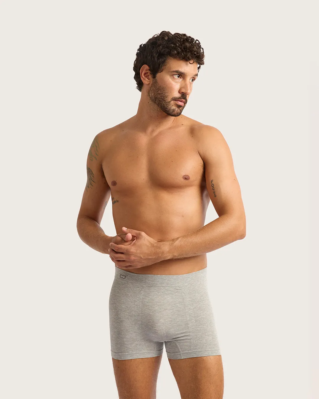 Men's Seamfree Boxer Briefs - Light Grey Marl,Men Underwear
