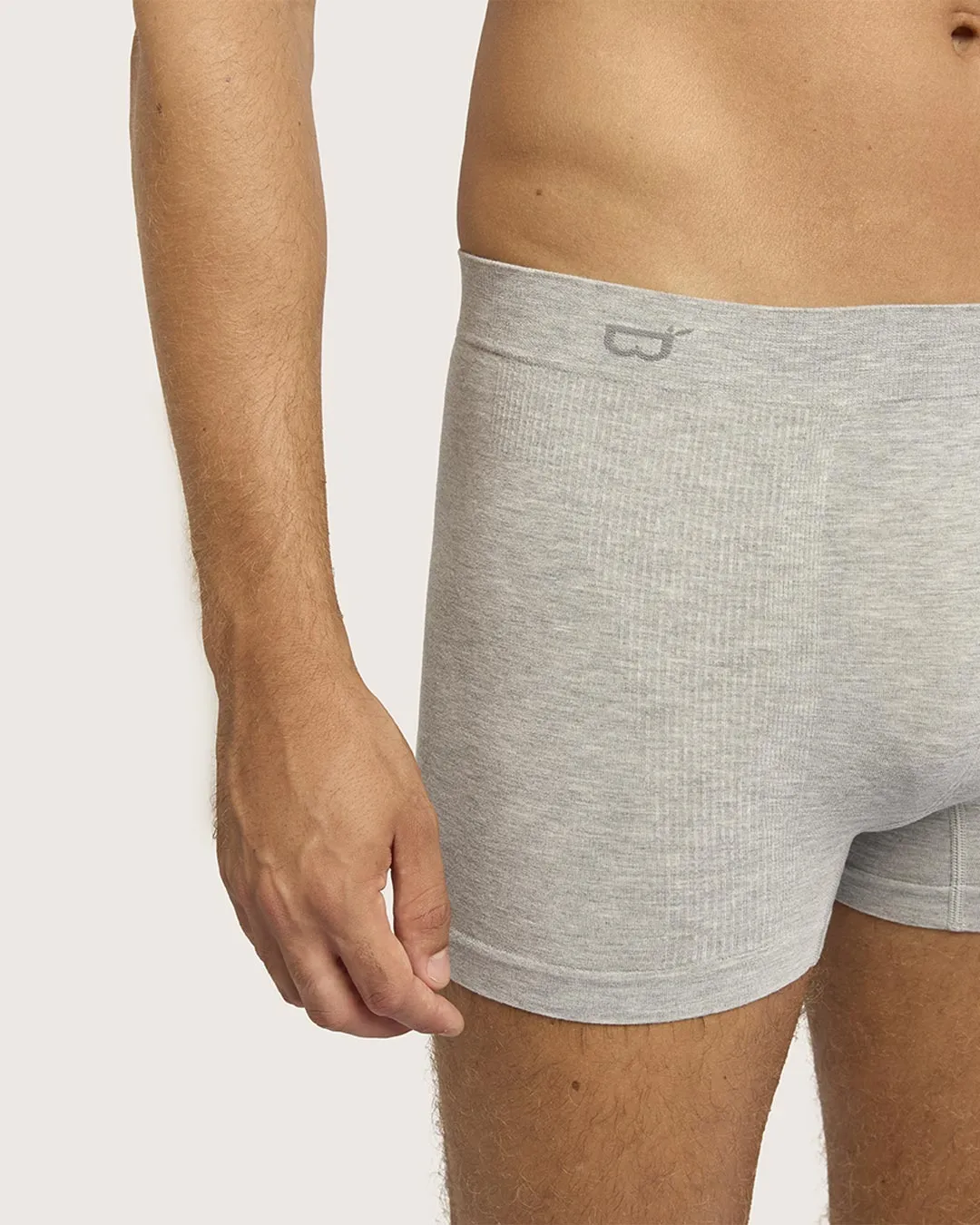 Men's Seamfree Boxer Briefs - Light Grey Marl,Men Underwear