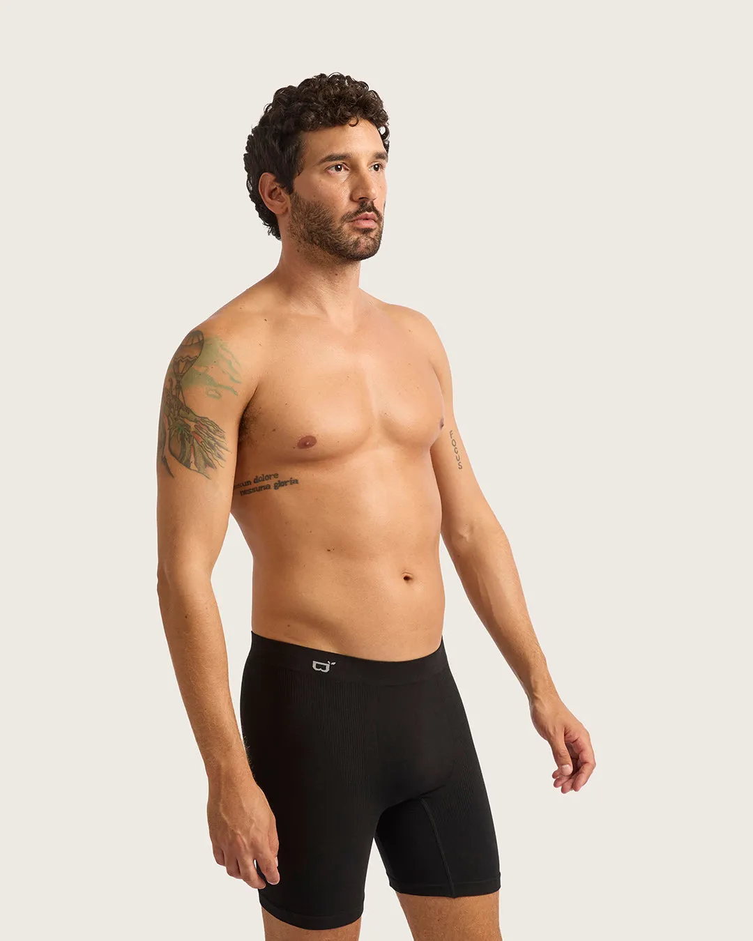 Men's Seamfree Mid-Length Boxer Briefs - Black,Men Underwear