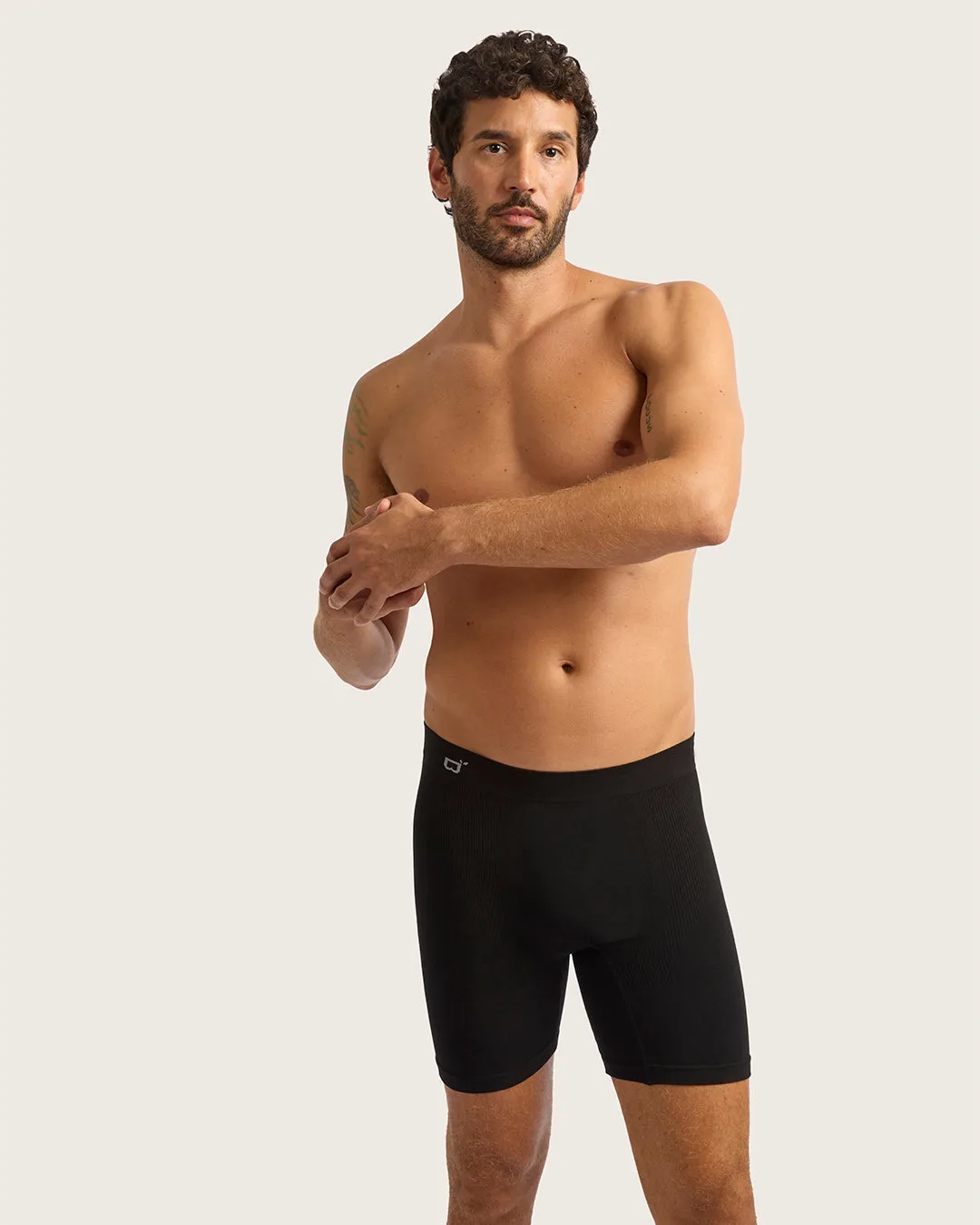 Men's Seamfree Mid-Length Boxer Briefs - Black,Men Underwear