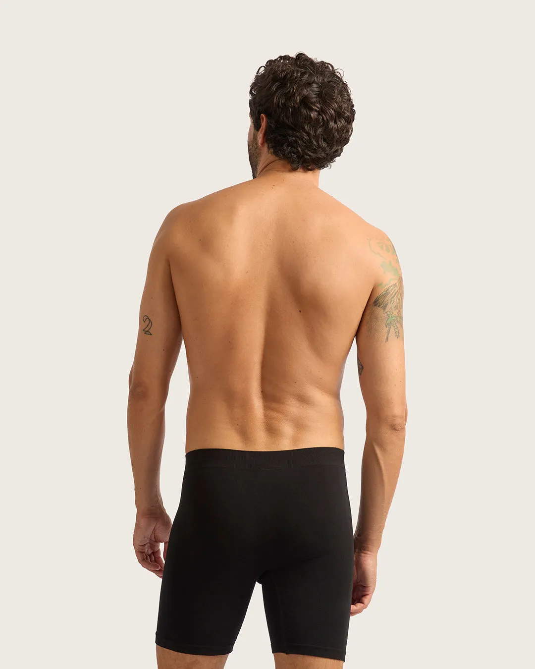 Men's Seamfree Mid-Length Boxer Briefs - Black,Men Underwear