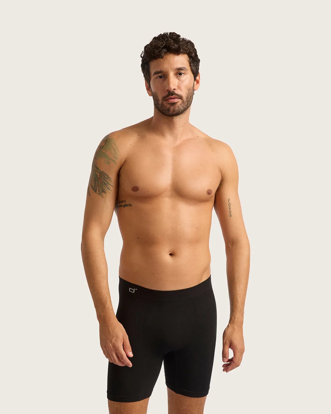 Men's Seamfree Mid-Length Boxer Briefs - Black,Men Underwear