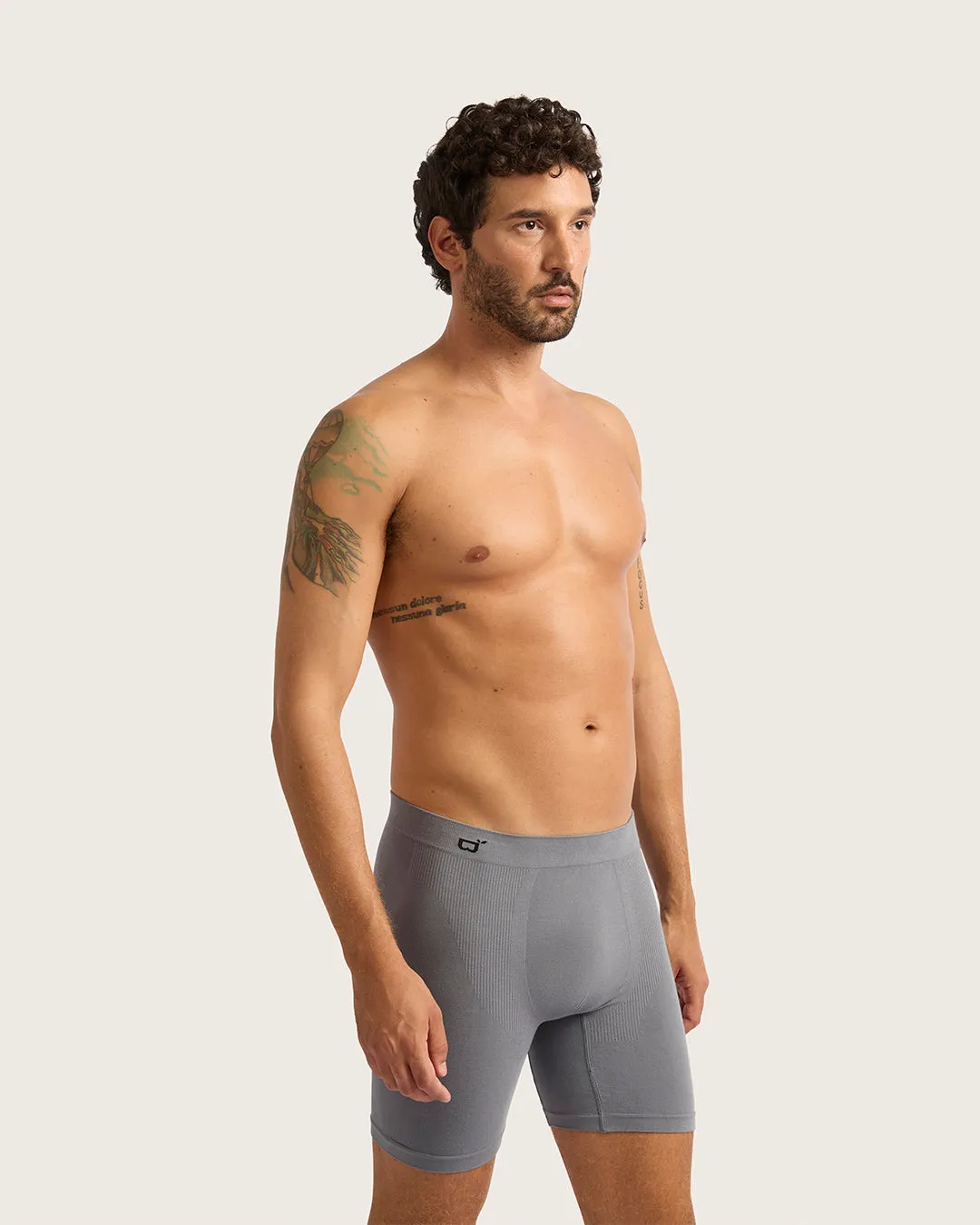Men's Seamfree Mid-Length Boxer Briefs - Charcoal,Men Underwear