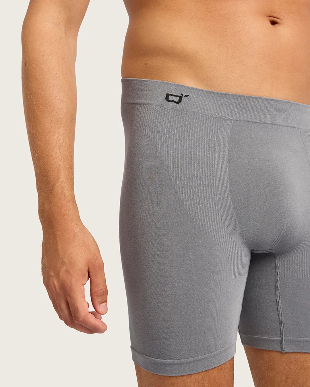 Men's Seamfree Mid-Length Boxer Briefs - Charcoal,Men Underwear
