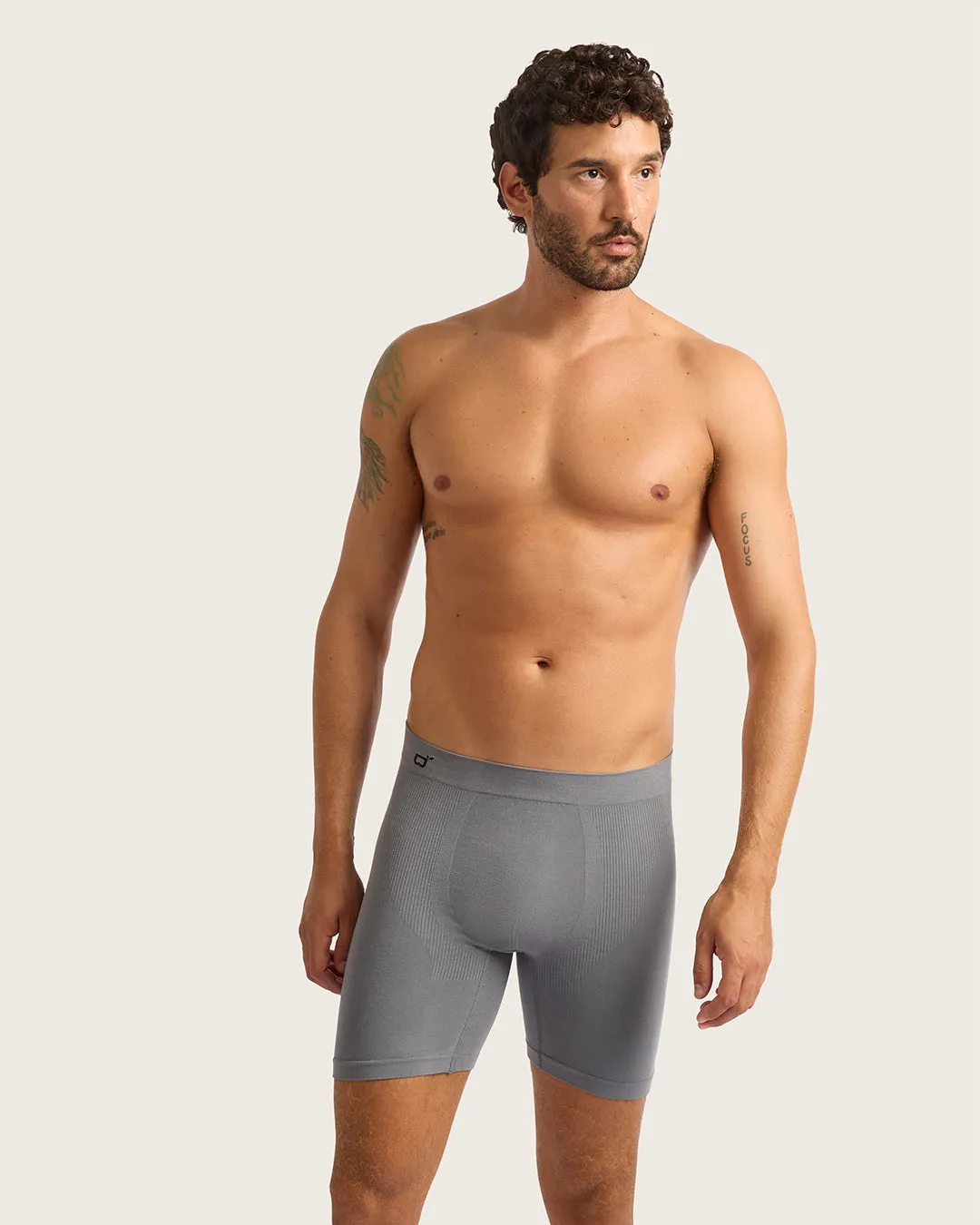 Men's Seamfree Mid-Length Boxer Briefs - Charcoal,Men Underwear