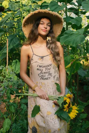 Milk & Honey Boh??me Slip Dress with Bees and Sunflowers,Women Wear