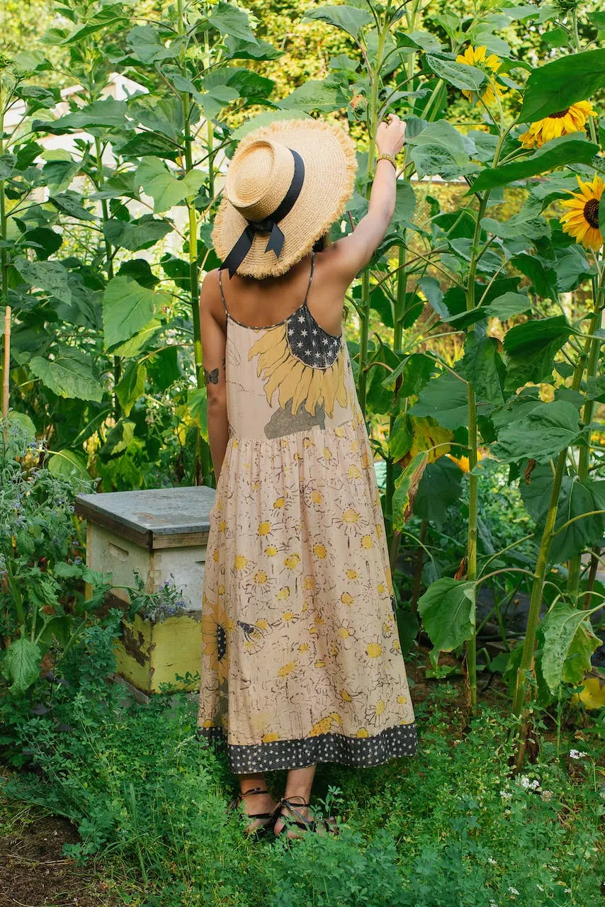 Milk & Honey Boh??me Slip Dress with Bees and Sunflowers,Women Wear