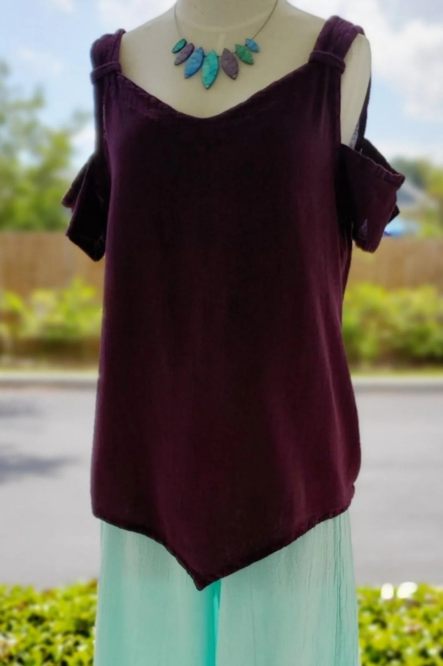Mylie Cold Shoulder Top 100% Cotton Gauze,Women Wear