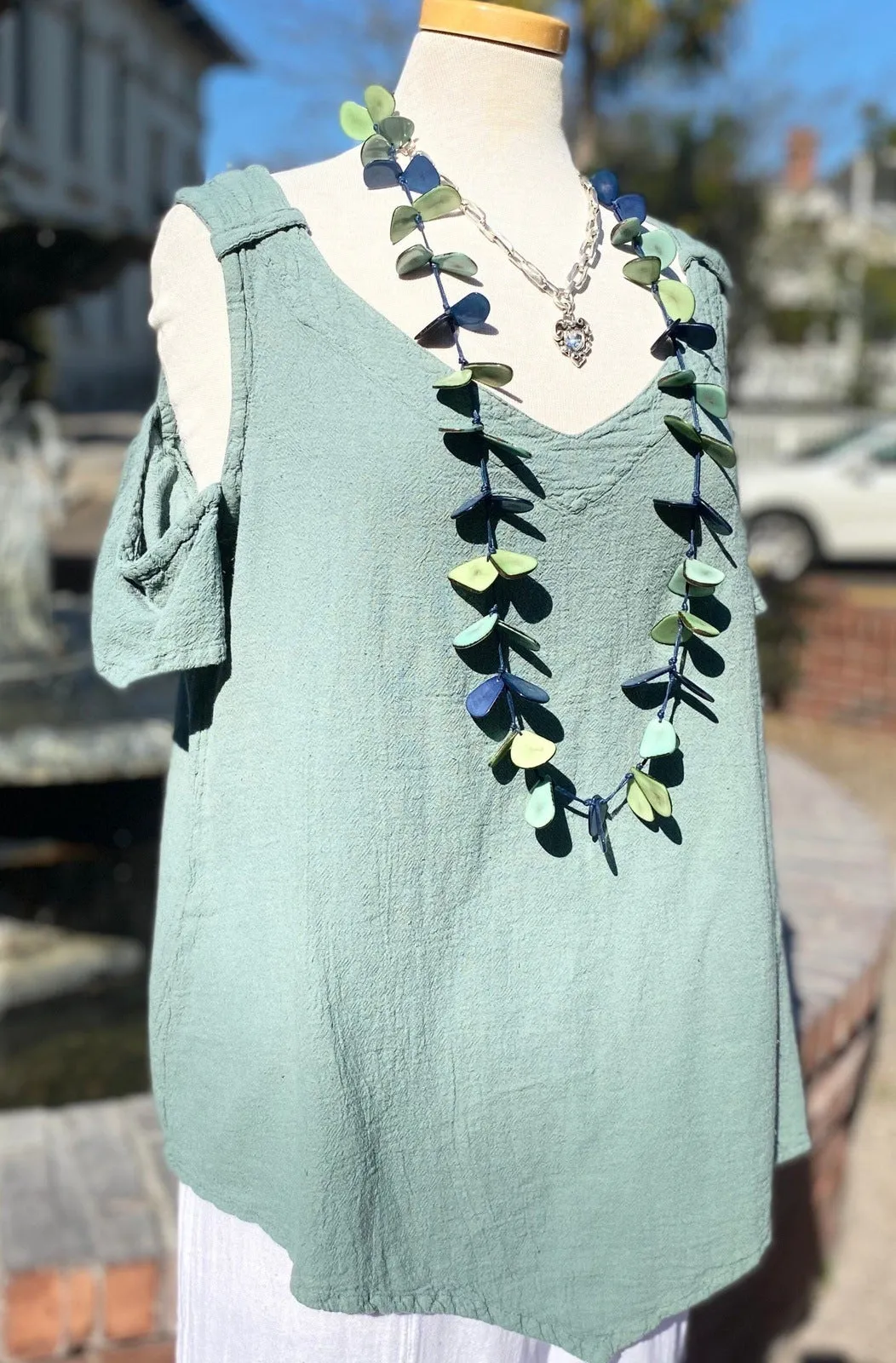 Mylie Cold Shoulder Top 100% Cotton Gauze,Women Wear
